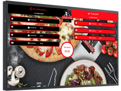 écran d'affichage client et en cuisine