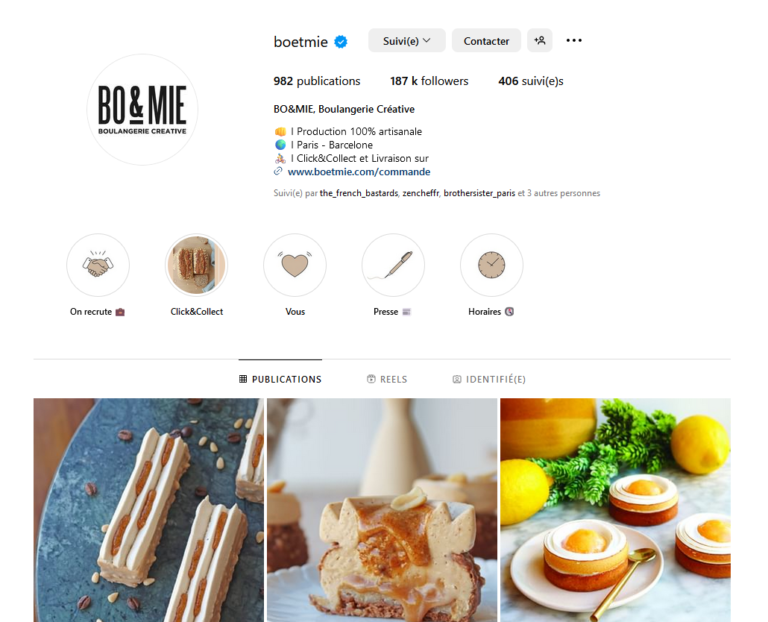 Bo&Mie boulangerie, feed insta